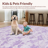 Ultra Soft Area Rug, Non Slip, Stain Resistant, Washable Area Rugs for Living Room, Bedroom, Artistic Floral Inspired Lavender Rug With Water Absorbing Innovative Design(Purple)
