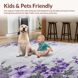 Ultra Soft Area Rug, Non Slip, Stain Resistant, Washable Area Rugs for Living Room, Bedroom, Contemporary Soft Petal Motif(Gray)