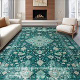 Ultra Soft Area Rug, Non Slip, Stain Resistant, Washable Area Rugs for Living Room, Bedroom, Vibrant Geometric Motif Fusion(Blue)