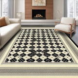 Ultra Soft Area Rug, Non Slip, Stain Resistant, Washable Area Rugs for Living Room, Bedroom, Diamond Area(Black)