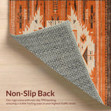 Ultra Soft Area Rug, Non Slip, Stain Resistant, Washable Area Rugs for Living Room, Bedroom, Rustic Vintage Aztec Influence(Orange)