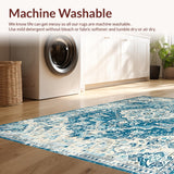 Ultra Soft Area Rug, Non Slip, Stain Resistant, Washable Area Rugs for Living Room, Bedroom, Modern Distressed Diamond Composition(Blue)