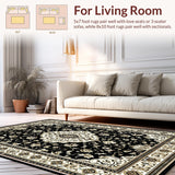 Ultra Soft Area Rug, Non Slip, Stain Resistant, Washable Area Rugs for Living Room, Bedroom, Chic Rustic Tiled Motif Aesthetic(Black)