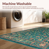 Ultra Soft Area Rug, Non Slip, Stain Resistant, Washable Area Rugs for Living Room, Bedroom, Boho Insect Print Round(Teal)