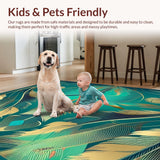 Ultra Soft Area Rug, Non Slip, Stain Resistant, Washable Area Rugs for Living Room, Bedroom, Oasis Area Rug Washable Peacock Feather Carpet(Blue)