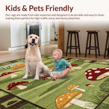 Ultra Soft Area Rug, Non Slip, Stain Resistant, Washable Area Rugs for Living Room, Bedroom, Charming Rustic Nature Pattern(Green)