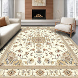 Ultra Soft Area Rug, Non Slip, Stain Resistant, Washable Area Rugs for Living Room, Bedroom, Classic Featuring Intricate Medallion Motifs(Ivory)