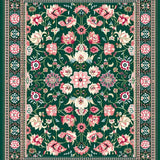 Ultra Soft Area Rug, Non Slip, Stain Resistant, Washable Area Rugs for Living Room, Bedroom, Dynamic Textured Vintage Arrangement(Green)