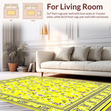 Ultra Soft Area Rug, Non Slip, Stain Resistant, Washable Area Rugs for Living Room, Bedroom, Floral Inspired Yellow Decorative Floor for Homes(Yellow)