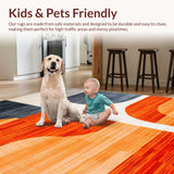 Ultra Soft Area Rug, Non Slip, Stain Resistant, Washable Area Rugs for Living Room, Bedroom, Chic Modern Organic Shapes(Orange)