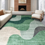 Ultra Soft Area Rug, Non Slip, Stain Resistant, Washable Area Rugs for Living Room, Bedroom, Subtle Gray Tiled Composition(Green)