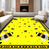 Ultra Soft Area Rug, Non Slip, Stain Resistant, Washable Area Rugs for Living Room, Bedroom, Playful Half Moon Floral Touch(Yellow)