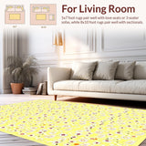 Ultra Soft Area Rug, Non Slip, Stain Resistant, Washable Area Rugs for Living Room, Bedroom, Charming Daisy Floral Aesthetic(Yellow)