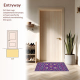 Ultra Soft Area Rug, Non Slip, Stain Resistant, Washable Area Rugs for Living Room, Bedroom, Stylish Vibrant Linear Design(Purple)