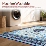 Ultra Soft Area Rug, Non Slip, Stain Resistant, Washable Area Rugs for Living Room, Bedroom, Modern Geometric Spotted Area with Elegant Floral Accents(White)