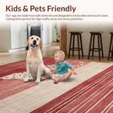 Ultra Soft Area Rug, Non Slip, Stain Resistant, Washable Area Rugs for Living Room, Bedroom, Vibrant Retro Patterned Elegance(Red)