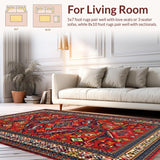 Ultra Soft Area Rug, Non Slip, Stain Resistant, Washable Area Rugs for Living Room, Bedroom, Dynamic Colorful Woven Ensemble(Red)