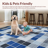Ultra Soft Area Rug, Non Slip, Stain Resistant, Washable Area Rugs for Living Room, Bedroom, Elegant Abstract Tiled Pattern(Blue)