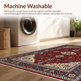 Ultra Soft Area Rug, Non Slip, Stain Resistant, Washable Area Rugs for Living Room, Bedroom, Rustic Heriz Inspired Aesthetic(Red)