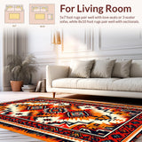 Ultra Soft Area Rug, Non Slip, Stain Resistant, Washable Area Rugs for Living Room, Bedroom, Southwest Aztec Low Pile Living Room Rug(Orange)