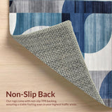 Ultra Soft Area Rug, Non Slip, Stain Resistant, Washable Area Rugs for Living Room, Bedroom, Dynamic Grey and Blue Mixed Hue Area Rug with Contemporary Spiral Pattern(Blue)