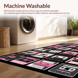 Ultra Soft Area Rug, Non Slip, Stain Resistant, Washable Area Rugs for Living Room, Bedroom, Lively 80s Inspired Soundscape(Pink)