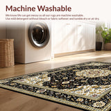 Ultra Soft Area Rug, Non Slip, Stain Resistant, Washable Area Rugs for Living Room, Bedroom, Luxurious Earth Tone Ornate Patterns(Black)