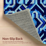 Ultra Soft Area Rug, Non Slip, Stain Resistant, Washable Area Rugs for Living Room, Bedroom, Modern Deep Royal Geometric Living Room Rug(Blue)