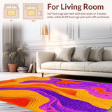 Ultra Soft Area Rug, Non Slip, Stain Resistant, Washable Area Rugs for Living Room, Bedroom, Expressive Color Shift Geometric Shape(Orange)