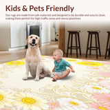 Ultra Soft Area Rug, Non Slip, Stain Resistant, Washable Area Rugs for Living Room, Bedroom, Daisy Burst Featuring Playful Flower Motifs and Artistic Flourishes(Beige)