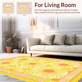 Ultra Soft Area Rug, Non Slip, Stain Resistant, Washable Area Rugs for Living Room, Bedroom, Charming Modern Abstract Whirl(Yellow)