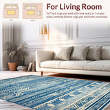 Ultra Soft Area Rug, Non Slip, Stain Resistant, Washable Area Rugs for Living Room, Bedroom, Chic Trellis Pattern with Blue Hues(Blue)