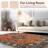 Ultra Soft Area Rug, Non Slip, Stain Resistant, Washable Area Rugs for Living Room, Bedroom, Rustic Earthy Boho Charm(Orange)