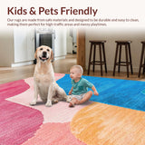Ultra Soft Area Rug, Non Slip, Stain Resistant, Washable Area Rugs for Living Room, Bedroom, Colorful Geometric Bedroom Rug for Girls(Pink)