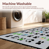 Ultra Soft Area Rug, Non Slip, Stain Resistant, Washable Area Rugs for Living Room, Bedroom, Charming Playful Cat Paw Motif(Black)