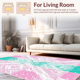 Ultra Soft Area Rug, Non Slip, Stain Resistant, Washable Area Rugs for Living Room, Bedroom, Whimsical Watercolor Egg Motif(Pink)