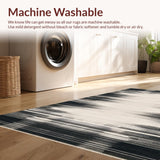 Ultra Soft Area Rug, Non Slip, Stain Resistant, Washable Area Rugs for Living Room, Bedroom, Abstract Raven and Snow Stripe Area Rug(Gray)