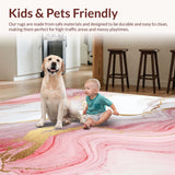 Ultra Soft Area Rug, Non Slip, Stain Resistant, Washable Area Rugs for Living Room, Bedroom, Chic Abstract Marble Fusion(White)