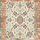 Ultra Soft Area Rug, Non Slip, Stain Resistant, Washable Area Rugs for Living Room, Bedroom, Artisan Inspired Medallion with Harmonious Geometric Floral Designs(Orange)