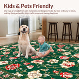Ultra Soft Area Rug, Non Slip, Stain Resistant, Washable Area Rugs for Living Room, Bedroom, Vivid Nature-Inspired Artistry(Green)