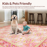 Ultra Soft Area Rug, Non Slip, Stain Resistant, Washable Area Rugs for Living Room, Bedroom, Sophisticated Muted Color Block Design(Pink)