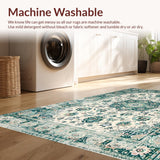 Ultra Soft Area Rug, Non Slip, Stain Resistant, Washable Area Rugs for Living Room, Bedroom, Elegant Floral Distressed Aesthetic(Ivory)