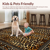 Ultra Soft Area Rug, Non Slip, Stain Resistant, Washable Area Rugs for Living Room, Bedroom, Chic Contemporary Cheetah Style(Brown)