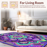 Ultra Soft Area Rug, Non Slip, Stain Resistant, Washable Area Rugs for Living Room, Bedroom, Lively Contemporary Tiled Aesthetic(Purple)