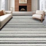 Contemporary Narrow and Wide Stripe with Crisp Black White Banding(Beige)