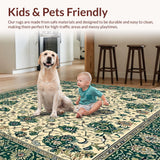 Ultra Soft Area Rug, Non Slip, Stain Resistant, Washable Area Rugs for Living Room, Bedroom, Vintage Floral Hallway Area Beige/Green(Beige)