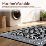 Ultra Soft Area Rug, Non Slip, Stain Resistant, Washable Area Rugs for Living Room, Bedroom, Reversible Floral Black Outdoor RV Camping Mat(Black)