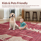 Ultra Soft Area Rug, Non Slip, Stain Resistant, Washable Area Rugs for Living Room, Bedroom, Unique Animal Print Boho Vibe(Red)