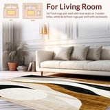 Ultra Soft Area Rug, Non Slip, Stain Resistant, Washable Area Rugs for Living Room, Bedroom, Barista Brew Abstract Area Mocha Swirl Collection(Beige)