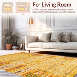 Ultra Soft Area Rug, Non Slip, Stain Resistant, Washable Area Rugs for Living Room, Bedroom, Whimsical Round Aesthetic Touch(Yellow)